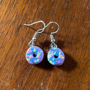 Purple donut earrings